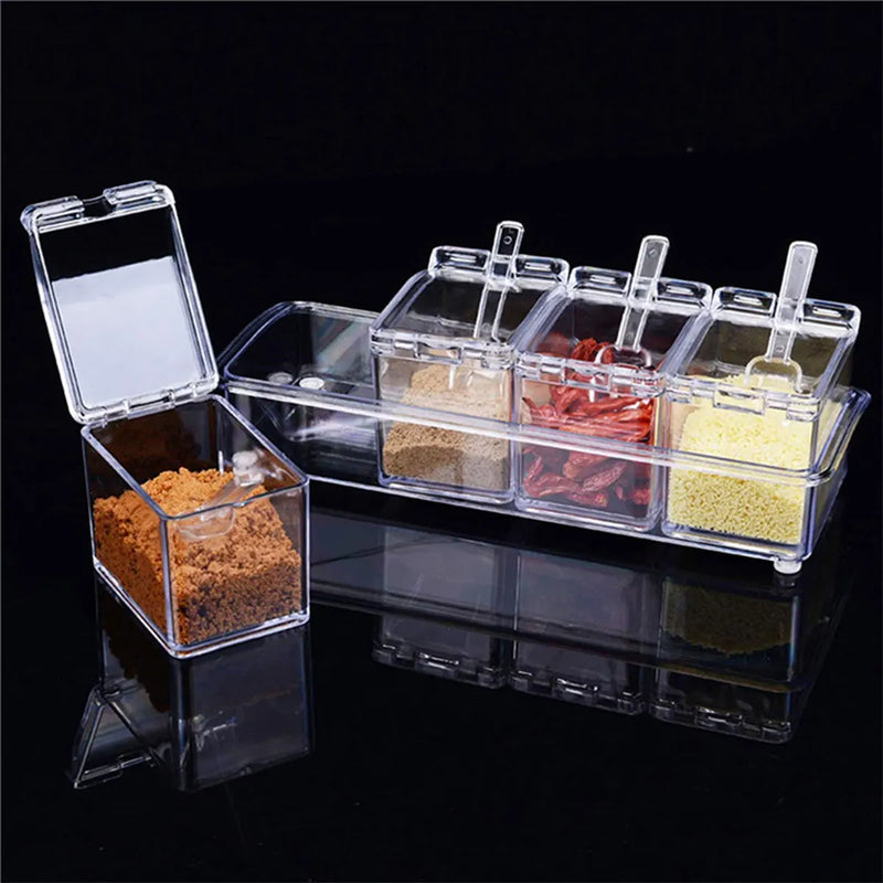 Kit 4 Porta Temperos e Condimentos Acrílico Organizadores