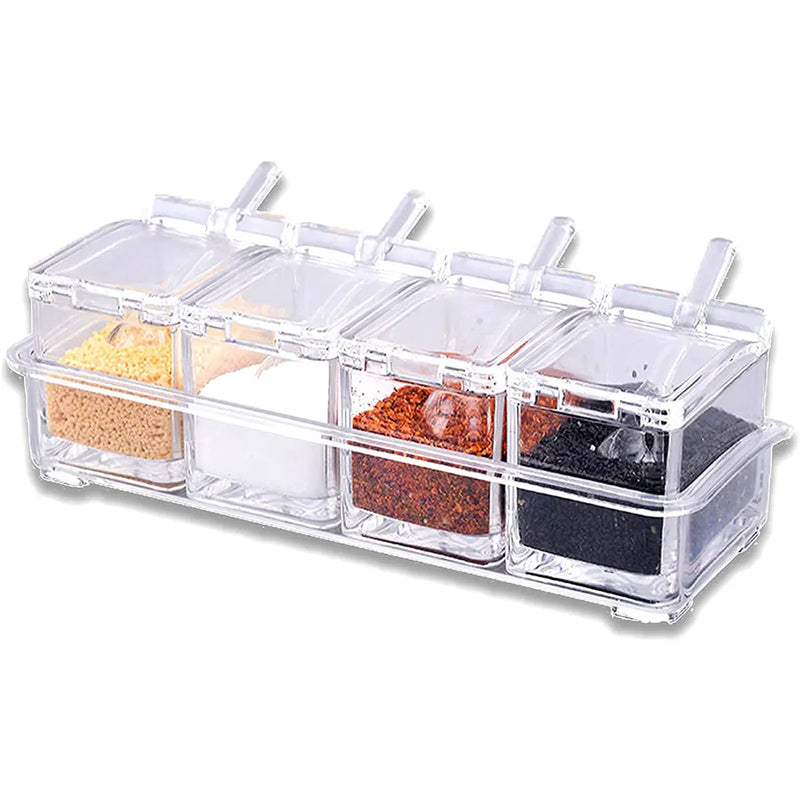 Kit 4 Porta Temperos e Condimentos Acrílico Organizadores